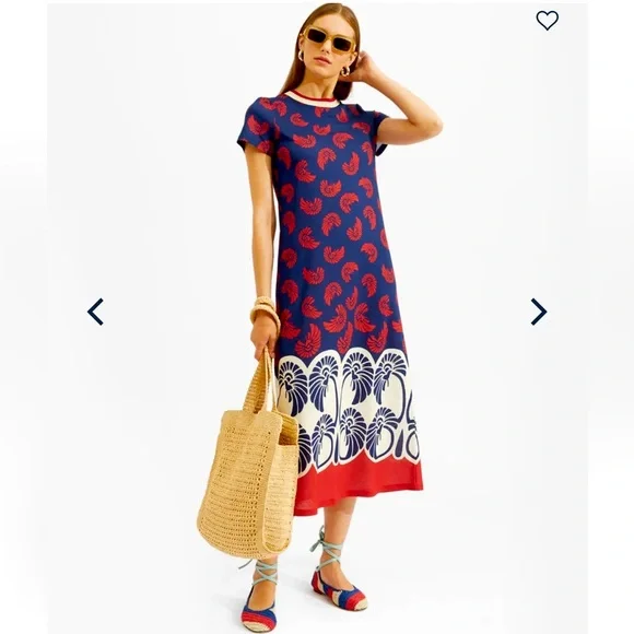 NWT La DoubleJ Sporty Swing Dress size Medium Pygmy Palms Cotton Jersey - Picture 1 of 11